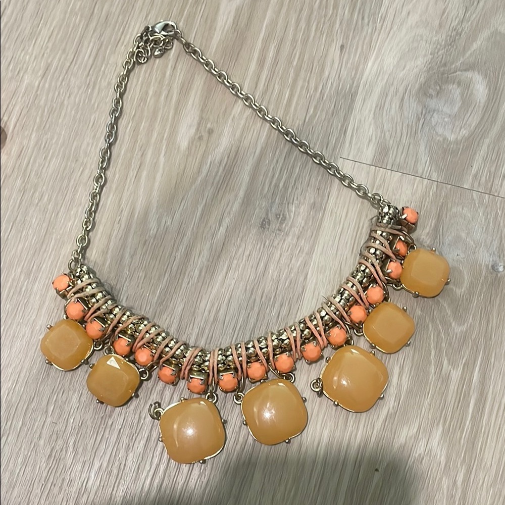 Elegant Gold and Orange Statement Necklace